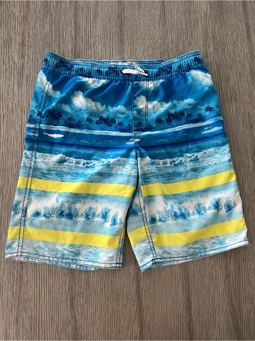 Old navy Blue & Yellow Boys' Swim Trunks - Ocean Wave Print